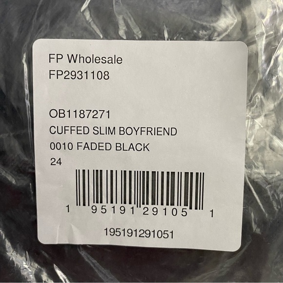 Free People Cuffed Slim Boyfriend Jeans Faded Black Distressed 24 - Picture 5 of 6